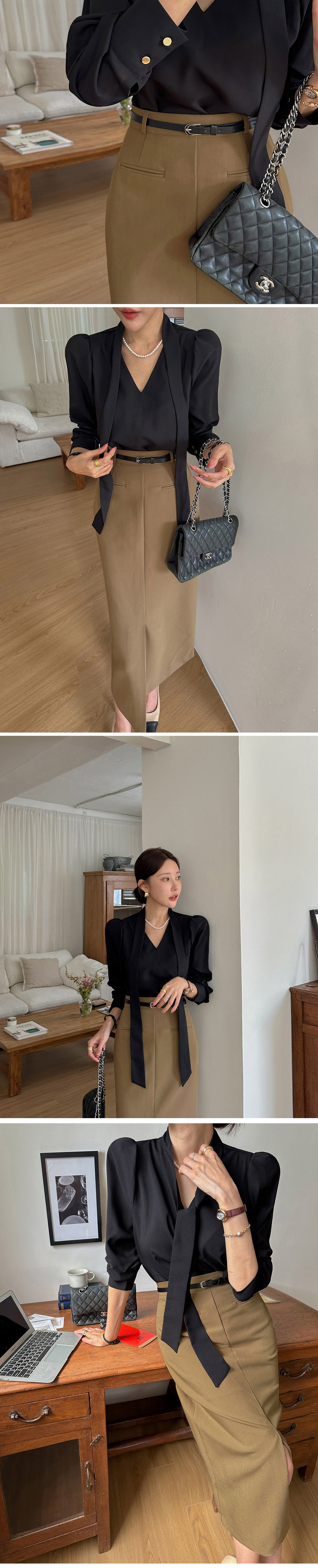 優雅簡約前開衩長裙,T恤,KOREA,358366,優雅簡約前開衩長裙,999免運