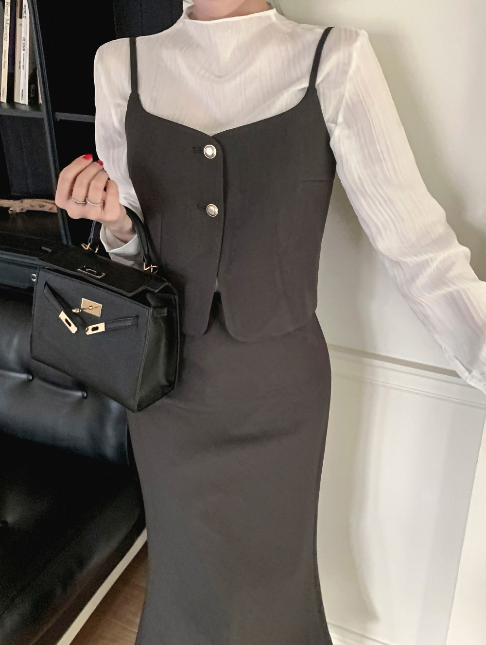 鬆緊腰氣質美人魚長裙,KOREA,358410,鬆緊腰氣質美人魚長裙,領500,999免運