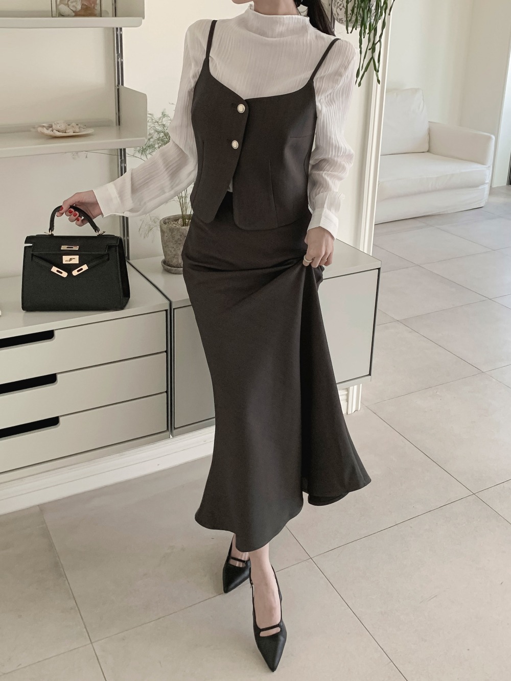 鬆緊腰氣質美人魚長裙,KOREA,358410,鬆緊腰氣質美人魚長裙,領500,999免運