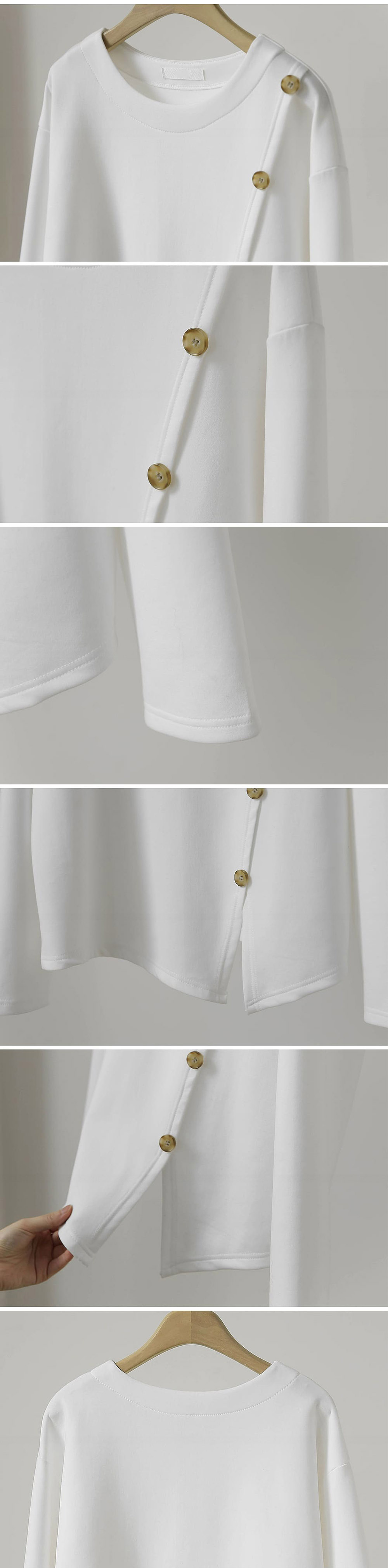 簡約斜釦設計開衩上衣,KOREA,358461,簡約斜釦設計開衩上衣,領500,999免運