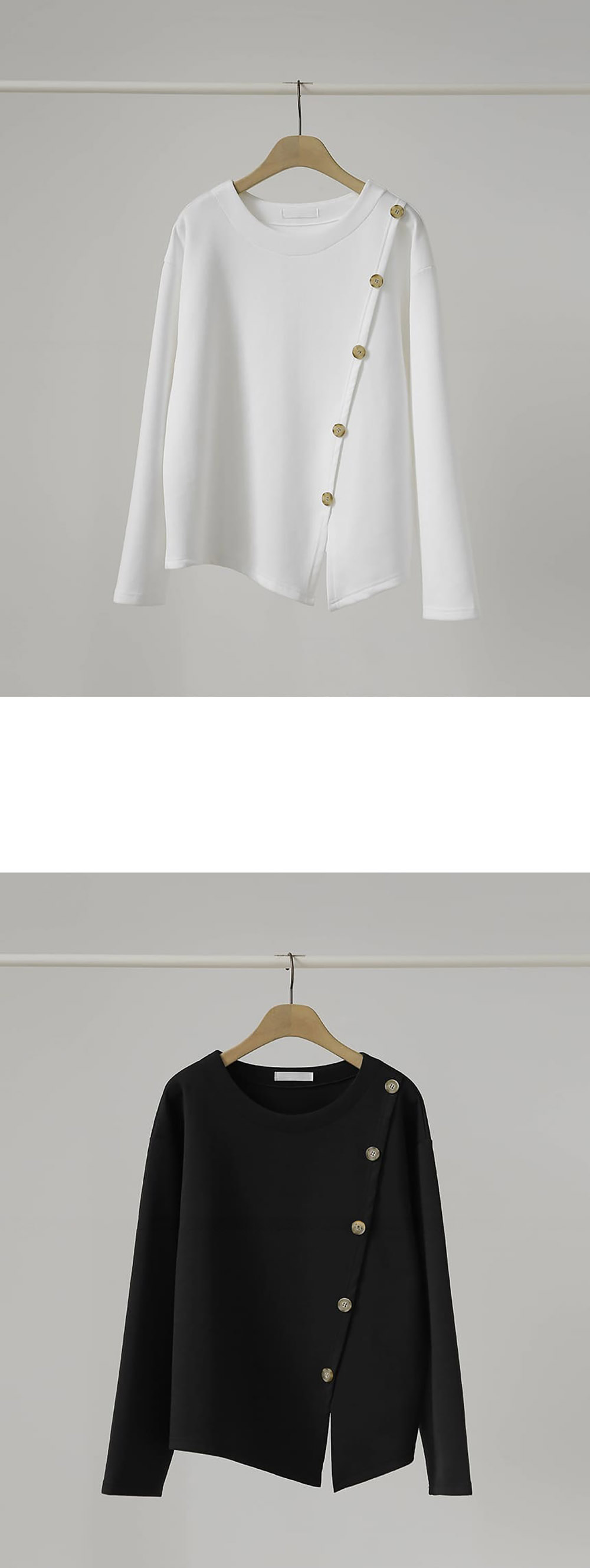 簡約斜釦設計開衩上衣,KOREA,358461,簡約斜釦設計開衩上衣,領500,999免運