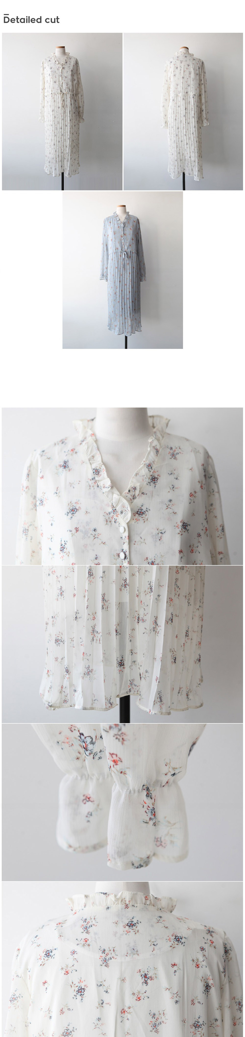 荷葉V領雪紡碎花洋裝,KOREA,358553,荷葉V領雪紡碎花洋裝,領500,999免運