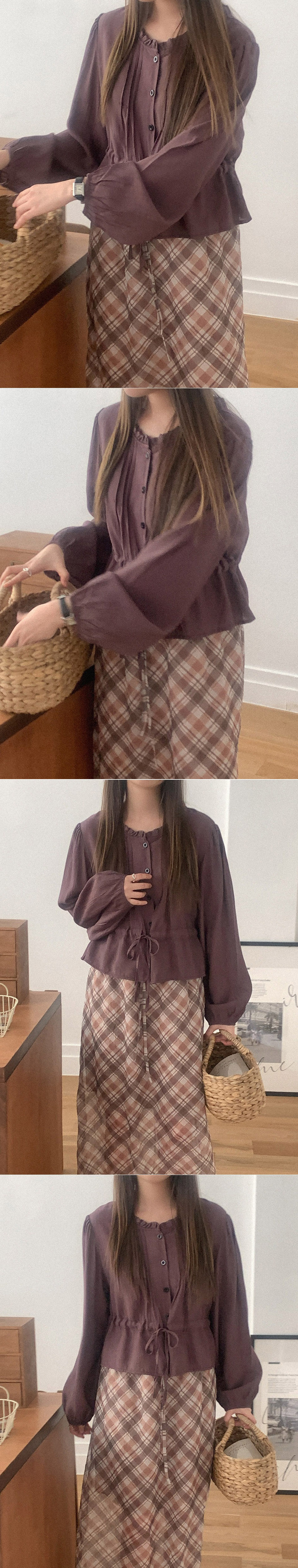 腰部抽繩荷葉領襯衫,KOREA,358554,腰部抽繩荷葉領襯衫,領500,999免運