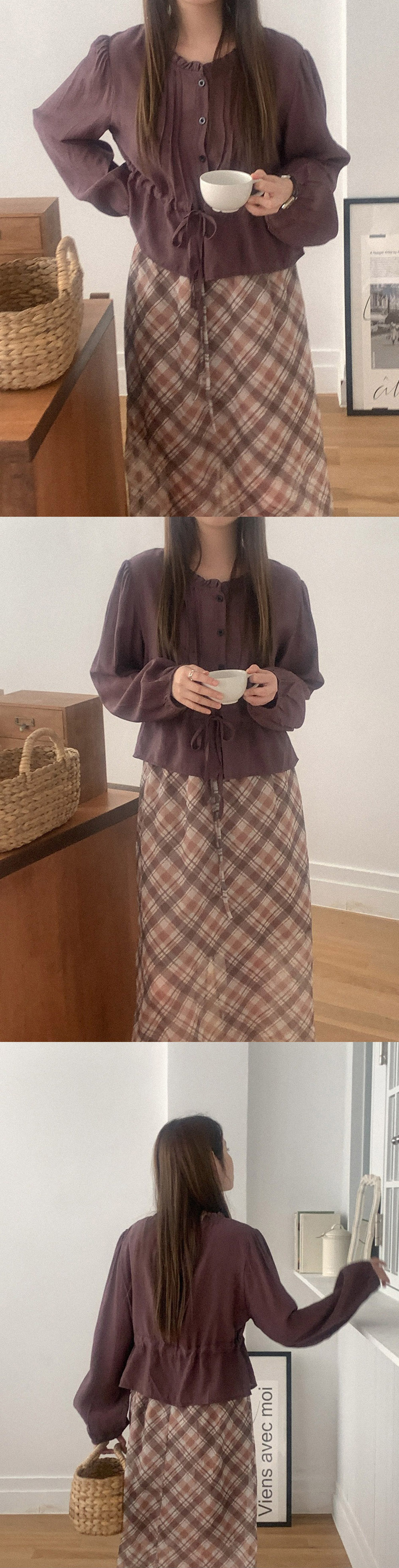 腰部抽繩荷葉領襯衫,KOREA,358554,腰部抽繩荷葉領襯衫,領500,999免運