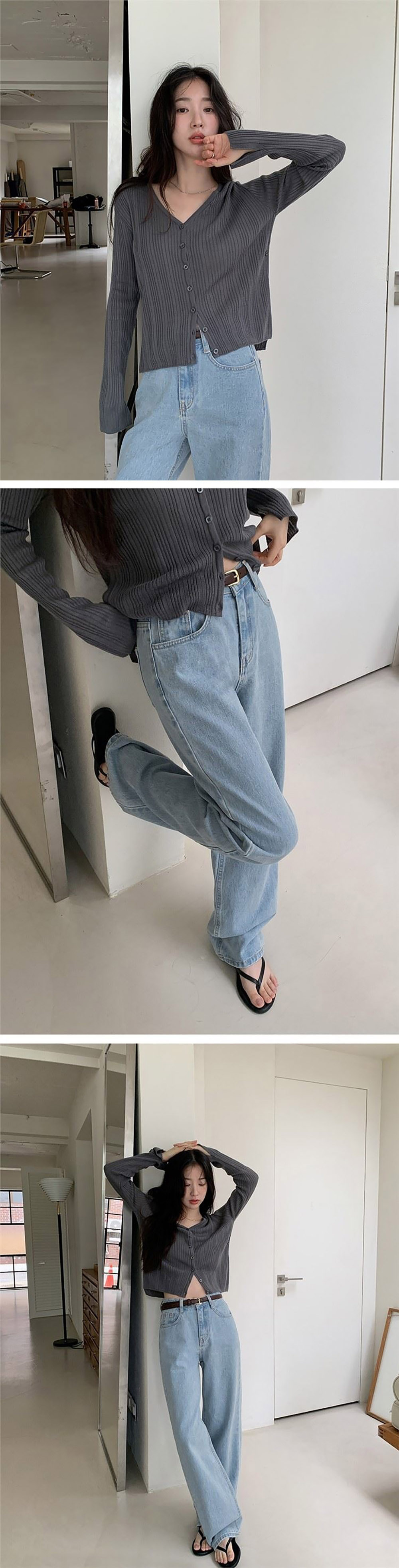 簡約兩穿V領針織外套,連衣裙,KOREA,358655,簡約兩穿V領針織外套,999免運