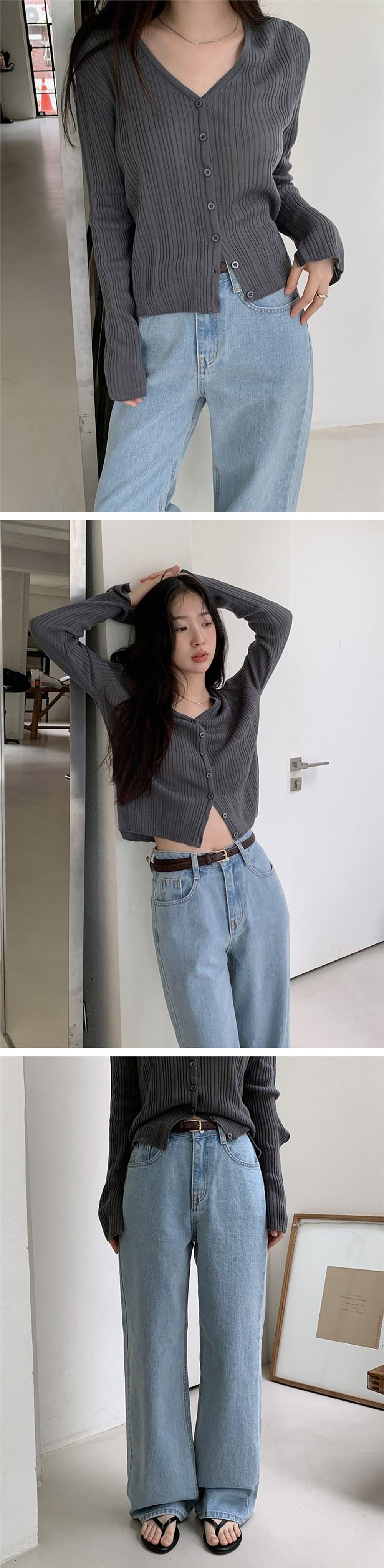 簡約兩穿V領針織外套,連衣裙,KOREA,358655,簡約兩穿V領針織外套,999免運