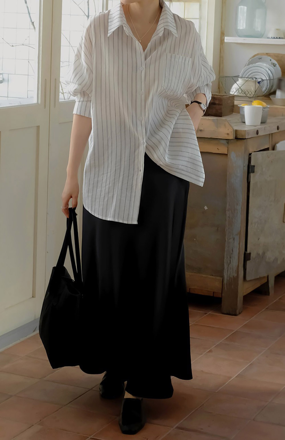 休閒日常棉質條紋襯衫,KOREA,357663,休閒日常棉質條紋襯衫,領500,999免運