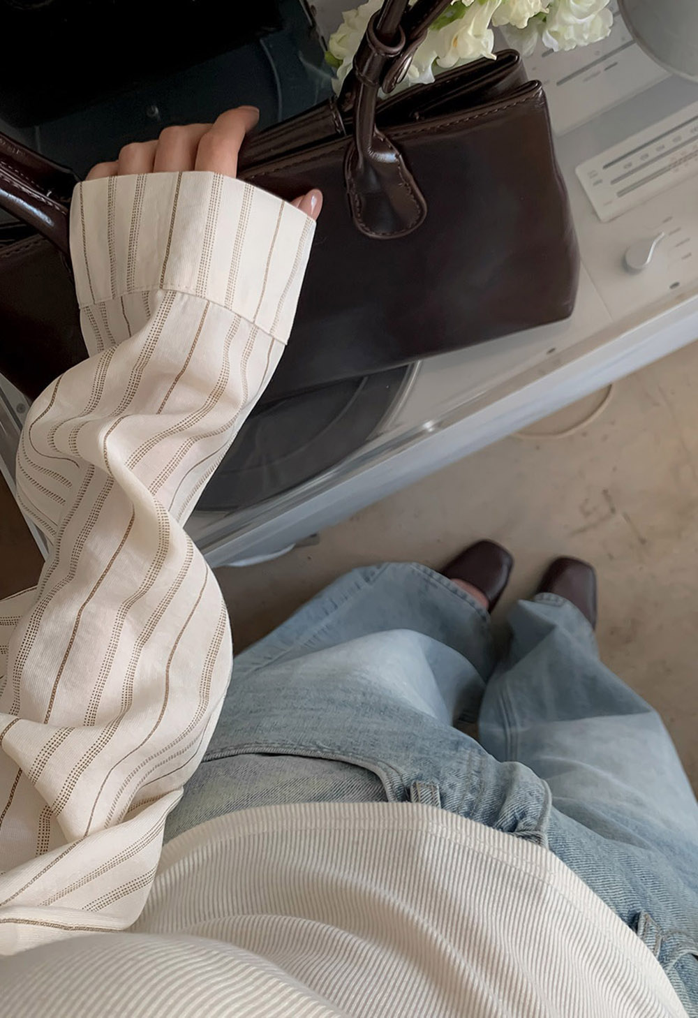 休閒日常棉質條紋襯衫,KOREA,357663,休閒日常棉質條紋襯衫,領500,999免運