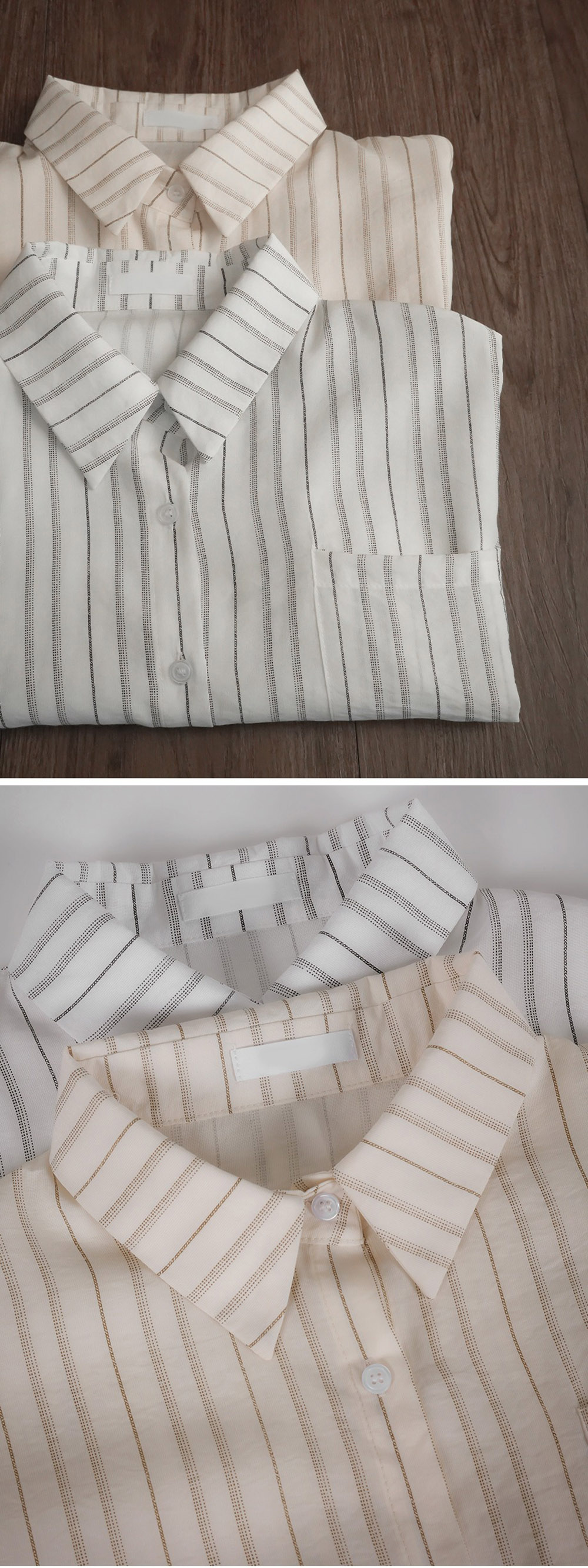 休閒日常棉質條紋襯衫,KOREA,357663,休閒日常棉質條紋襯衫,領500,999免運