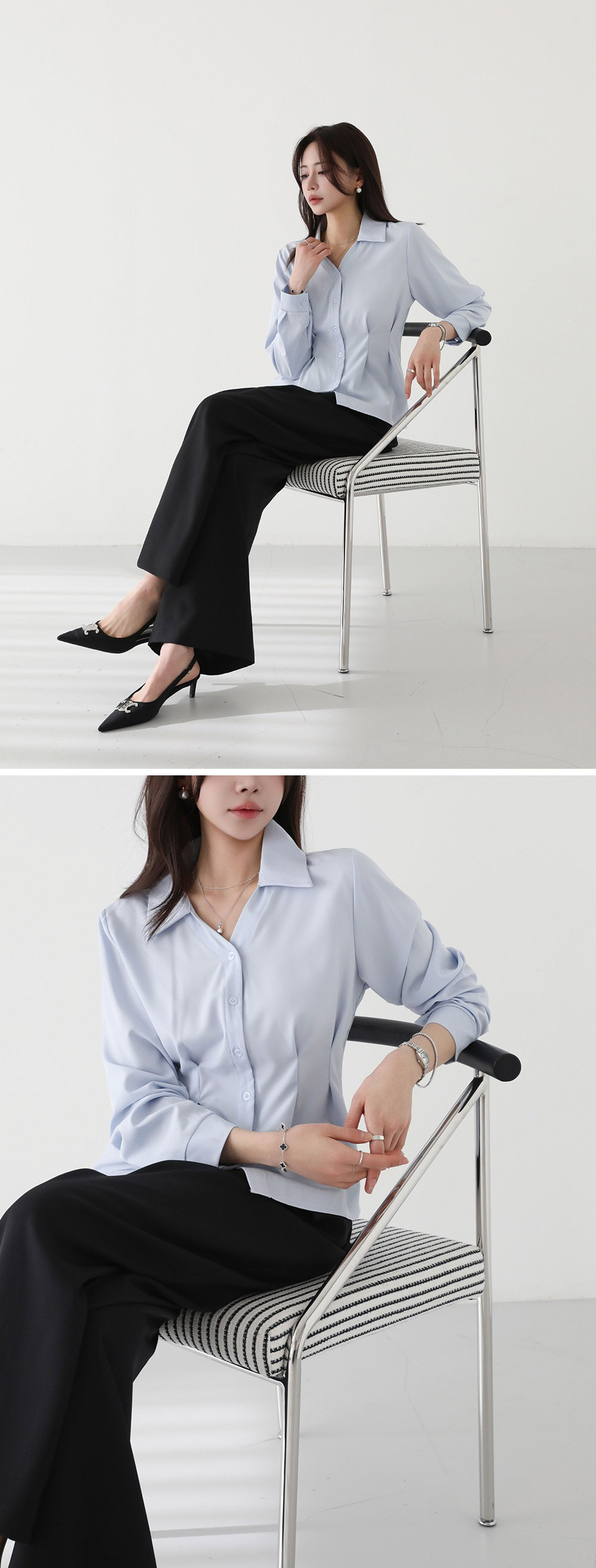 知性優雅收腰長袖襯衫,KOREA,357667,知性優雅收腰長袖襯衫,周新品優惠,NEWARRIVAL