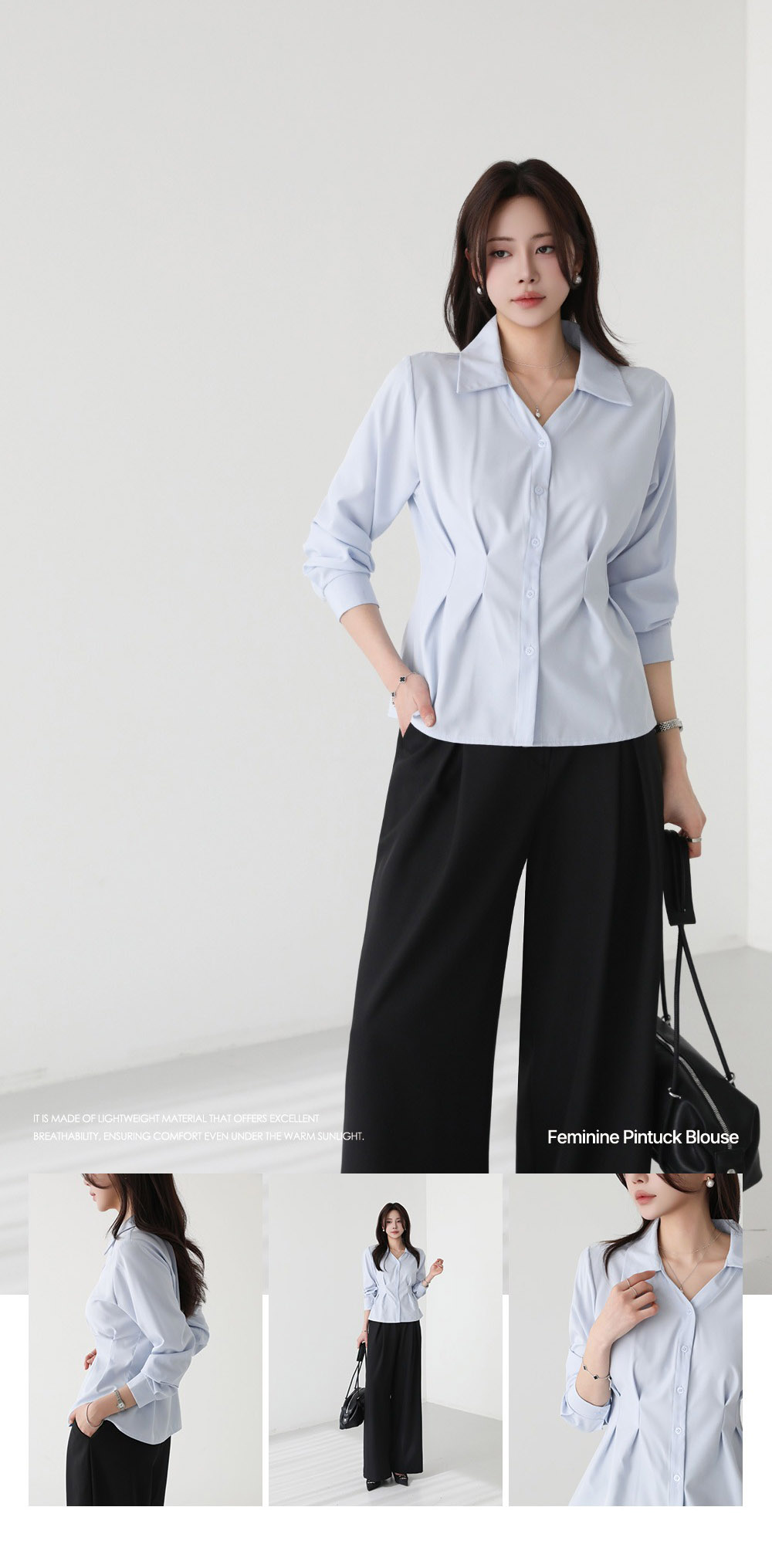 知性優雅收腰長袖襯衫,KOREA,357667,知性優雅收腰長袖襯衫,周新品優惠,NEWARRIVAL