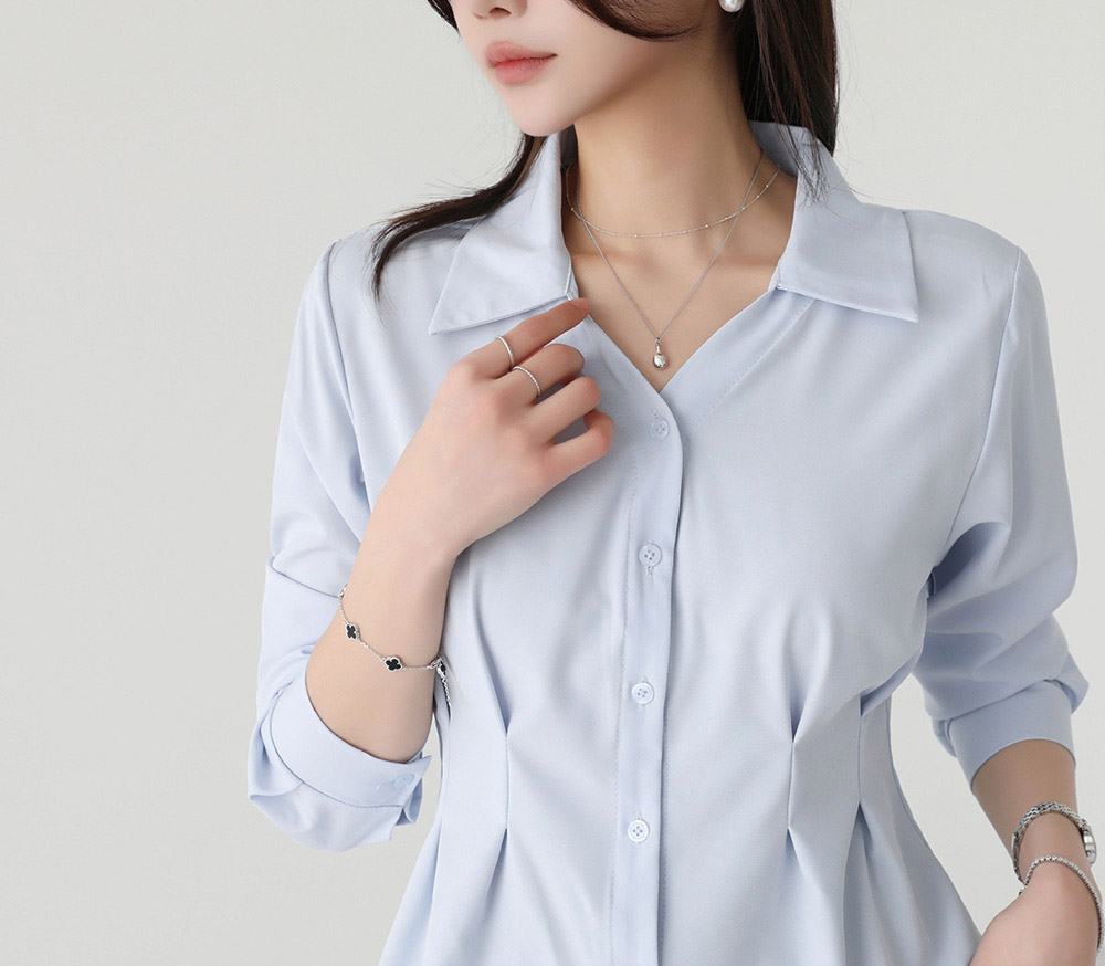 知性優雅收腰長袖襯衫,KOREA,357667,知性優雅收腰長袖襯衫,周新品優惠,NEWARRIVAL
