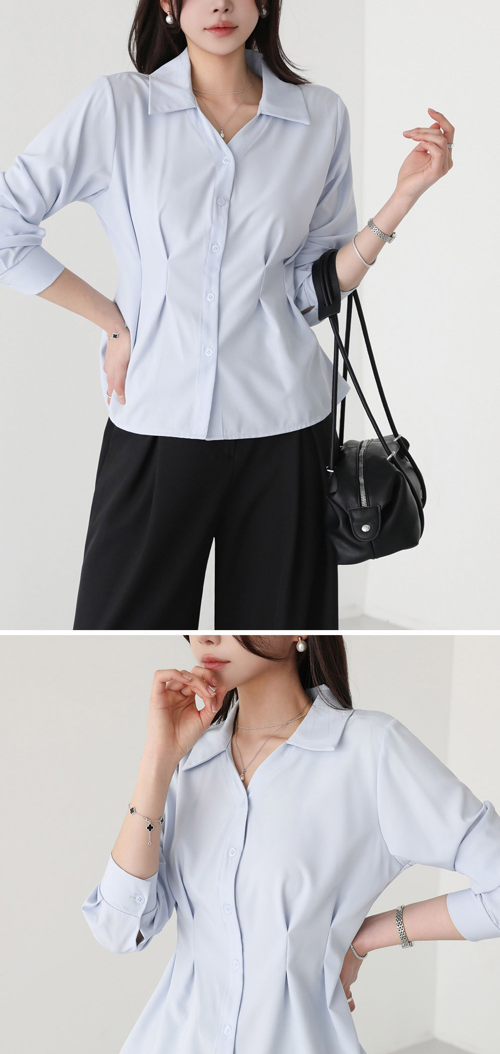 知性優雅收腰長袖襯衫,KOREA,357667,知性優雅收腰長袖襯衫,周新品優惠,NEWARRIVAL