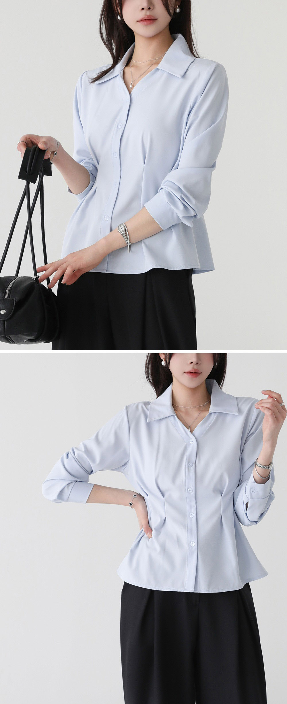 知性優雅收腰長袖襯衫,KOREA,357667,知性優雅收腰長袖襯衫,周新品優惠,NEWARRIVAL