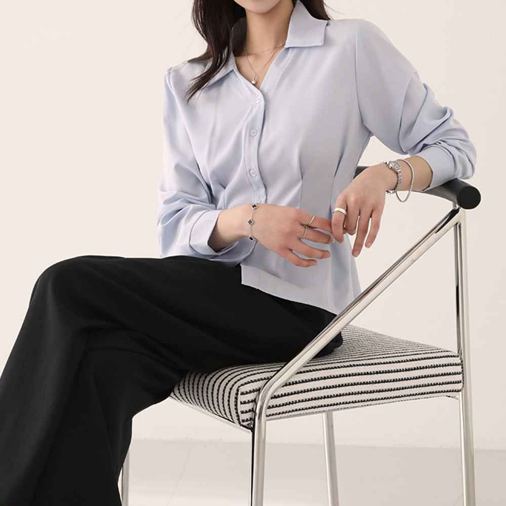 知性優雅收腰長袖襯衫