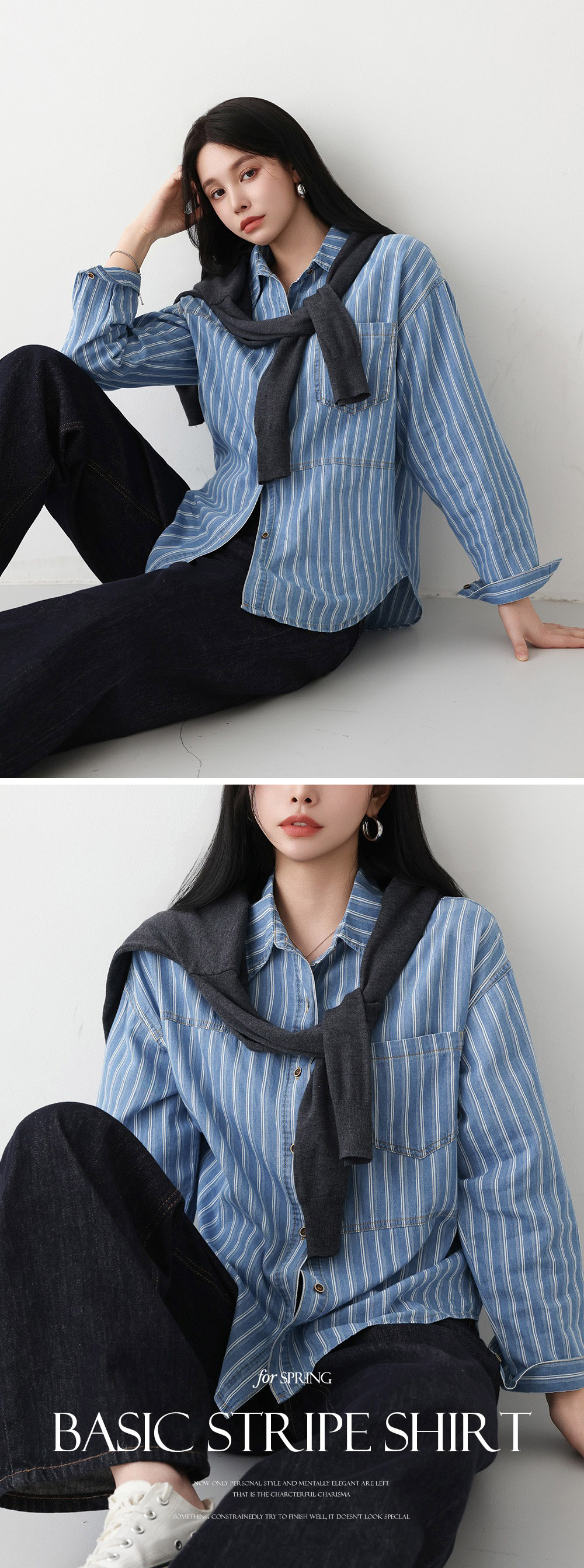 休閒復古感條紋襯衫,KOREA,357668,休閒復古感條紋襯衫,周新品優惠,NEWARRIVAL