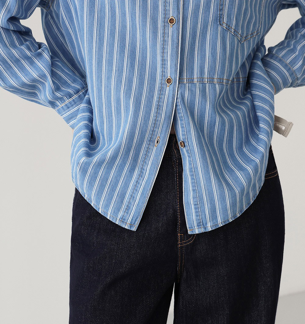 休閒復古感條紋襯衫,KOREA,357668,休閒復古感條紋襯衫,周新品優惠,NEWARRIVAL