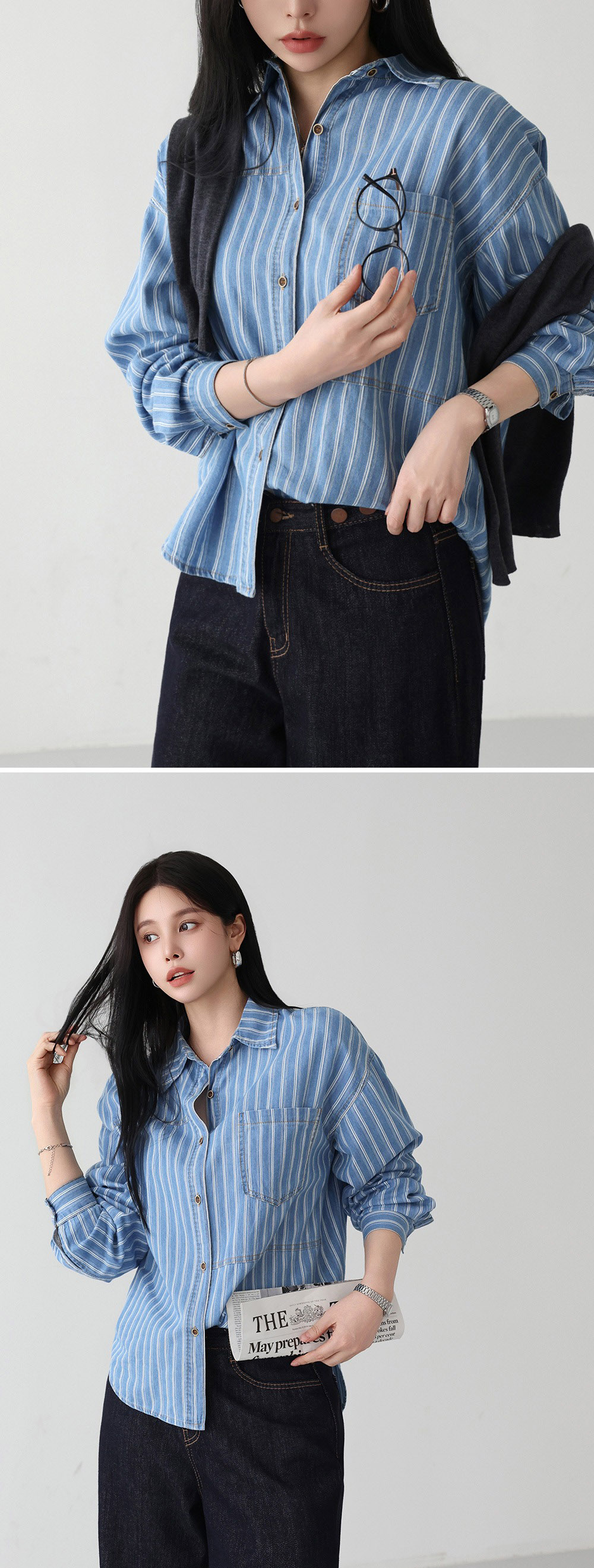 休閒復古感條紋襯衫,KOREA,357668,休閒復古感條紋襯衫,周新品優惠,NEWARRIVAL