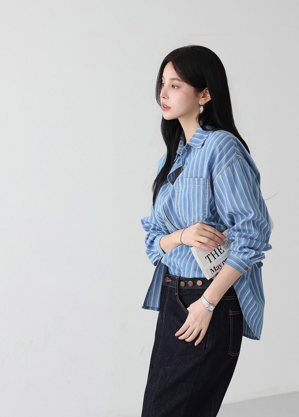 休閒復古感條紋襯衫,KOREA,357668,休閒復古感條紋襯衫,周新品優惠,NEWARRIVAL