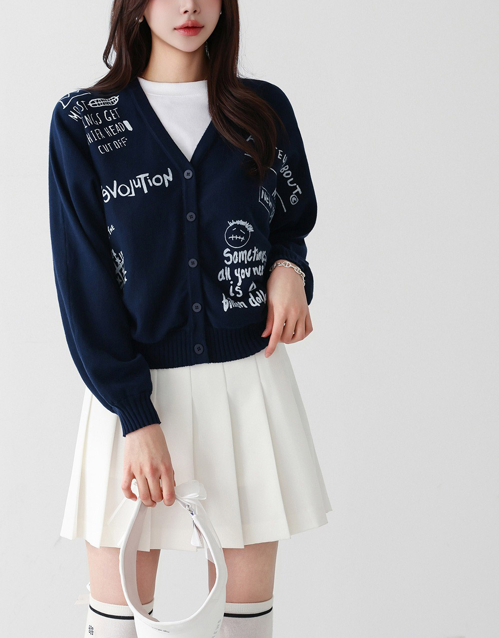 休閒塗鴉印花針織外套,KOREA,357669,休閒塗鴉印花針織外套,周新品優惠,NEWARRIVAL