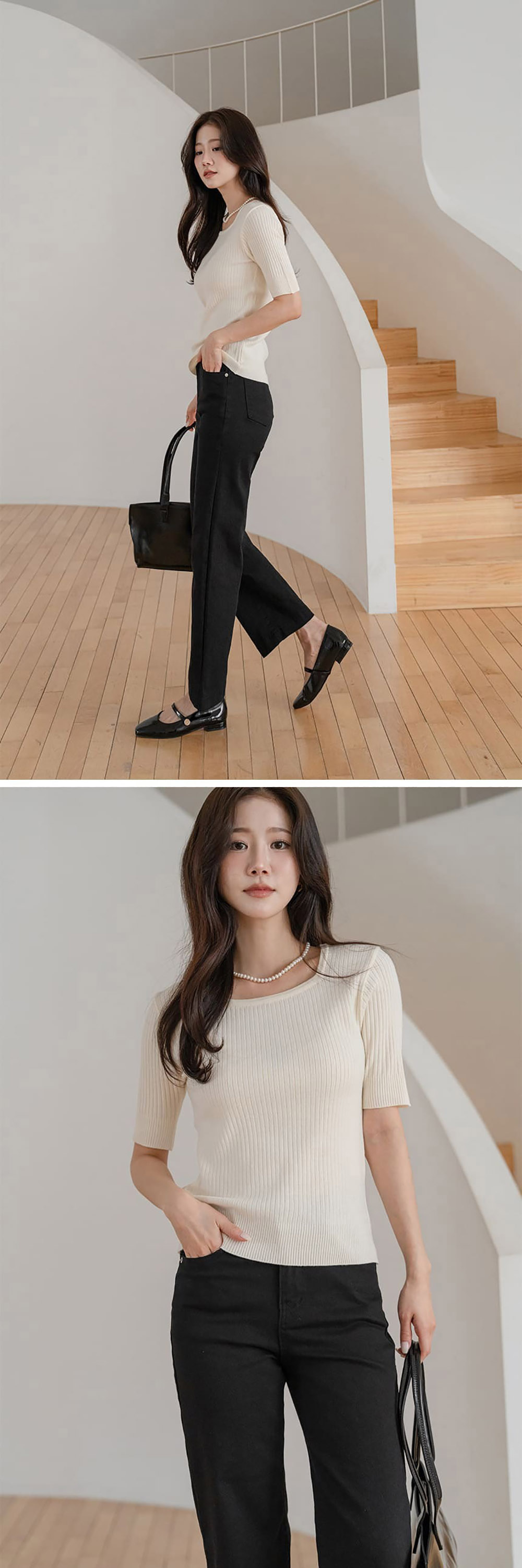 修身羅紋方領針織上衣,KOREA,357695,修身羅紋方領針織上衣,周新品優惠,NEWARRIVAL