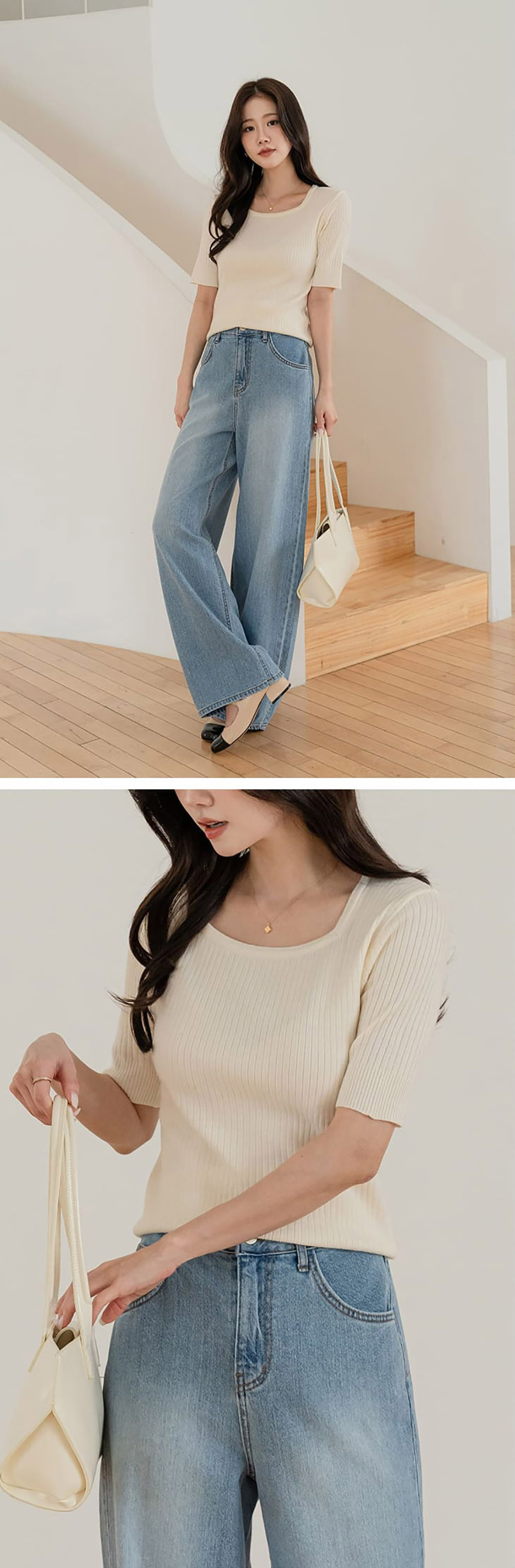 修身羅紋方領針織上衣,KOREA,357695,修身羅紋方領針織上衣,周新品優惠,NEWARRIVAL