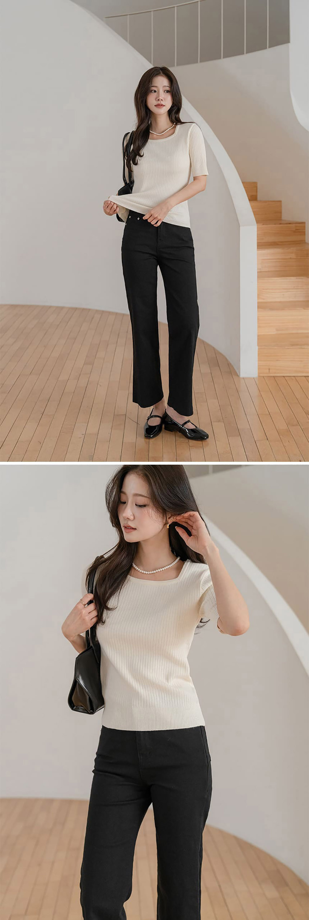 修身羅紋方領針織上衣,KOREA,357695,修身羅紋方領針織上衣,周新品優惠,NEWARRIVAL