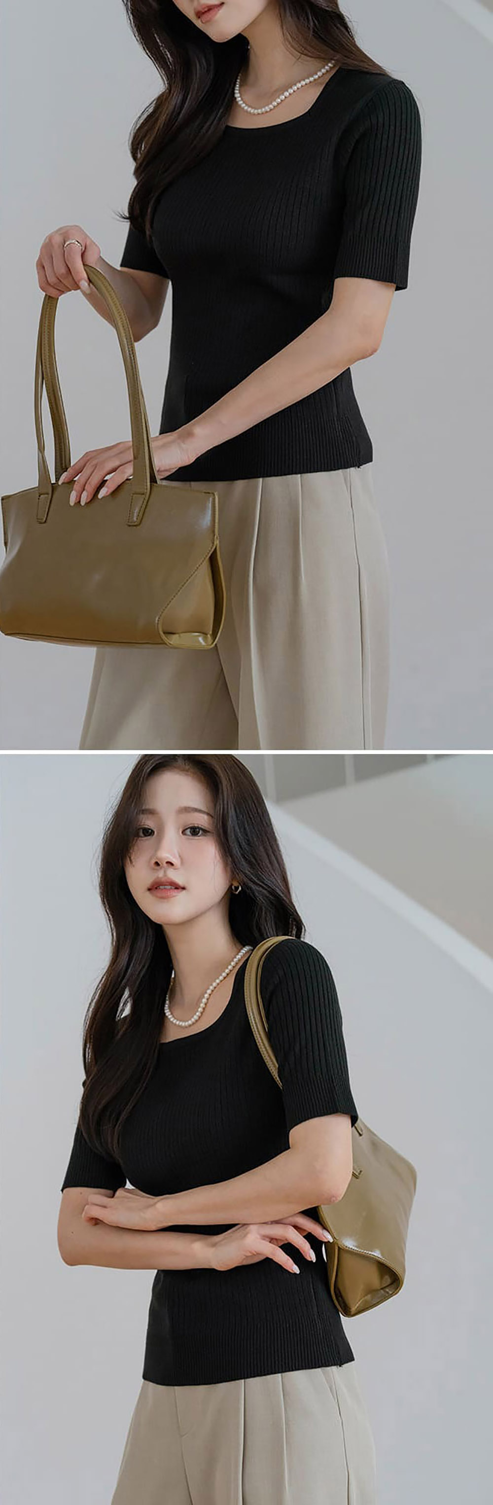 修身羅紋方領針織上衣,KOREA,357695,修身羅紋方領針織上衣,周新品優惠,NEWARRIVAL