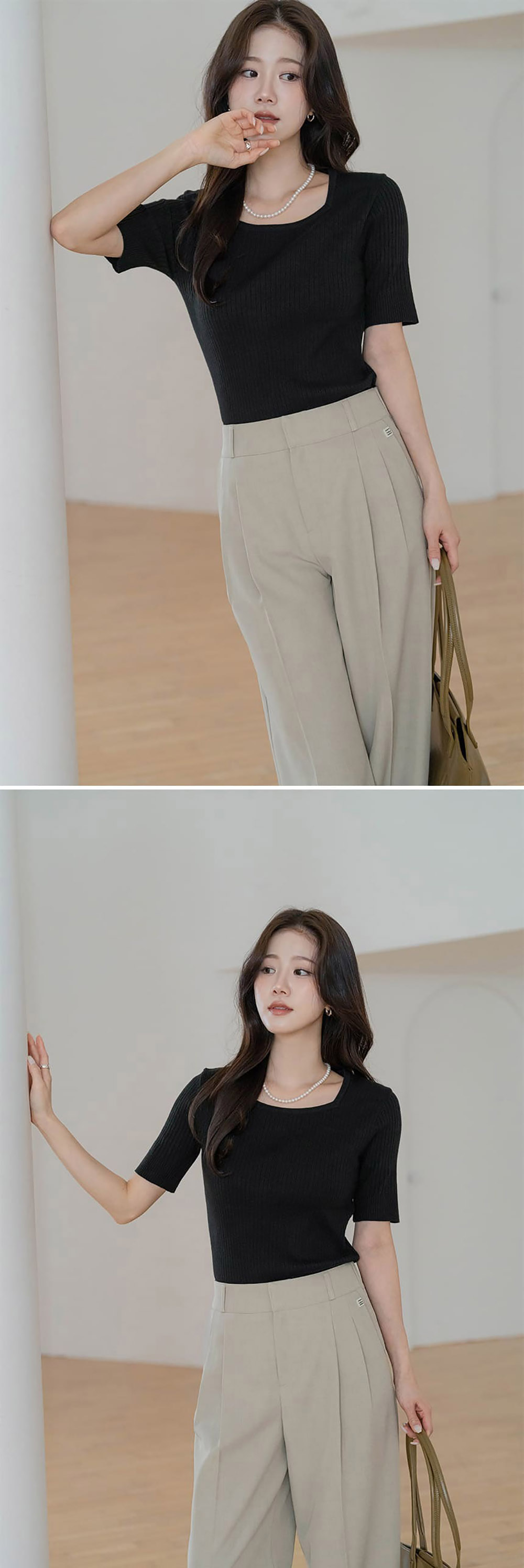 修身羅紋方領針織上衣,KOREA,357695,修身羅紋方領針織上衣,周新品優惠,NEWARRIVAL