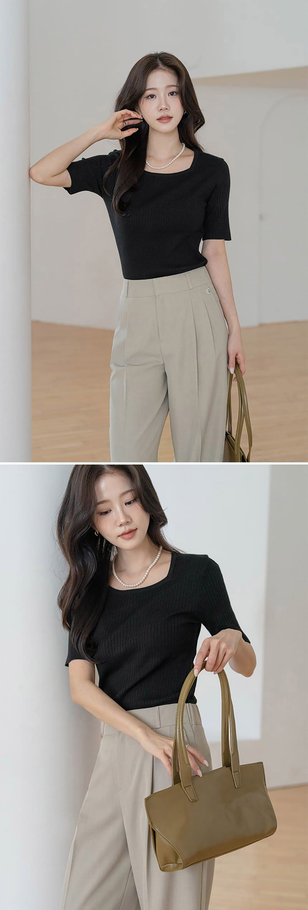 修身羅紋方領針織上衣,KOREA,357695,修身羅紋方領針織上衣,周新品優惠,NEWARRIVAL