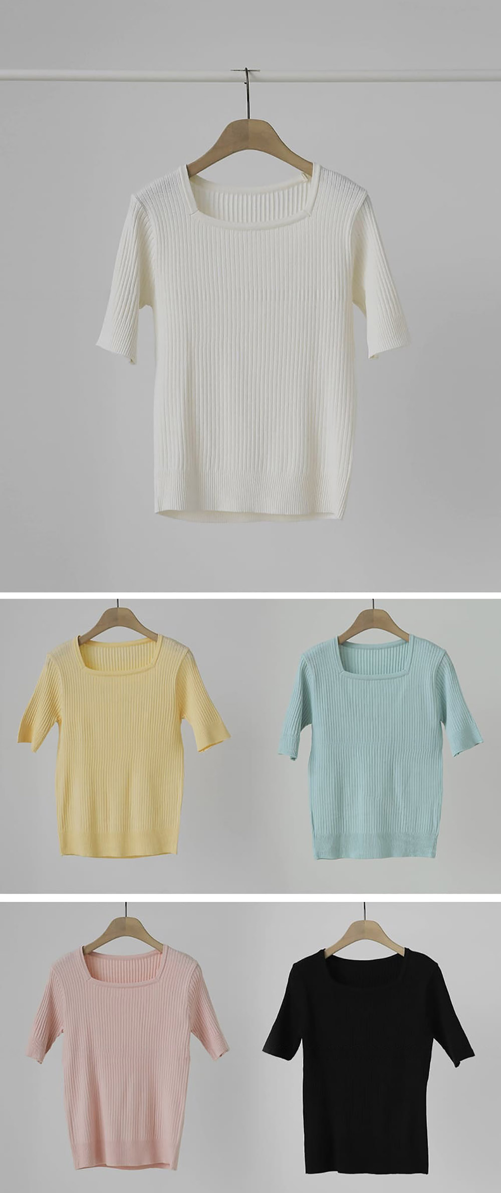 修身羅紋方領針織上衣,KOREA,357695,修身羅紋方領針織上衣,周新品優惠,NEWARRIVAL