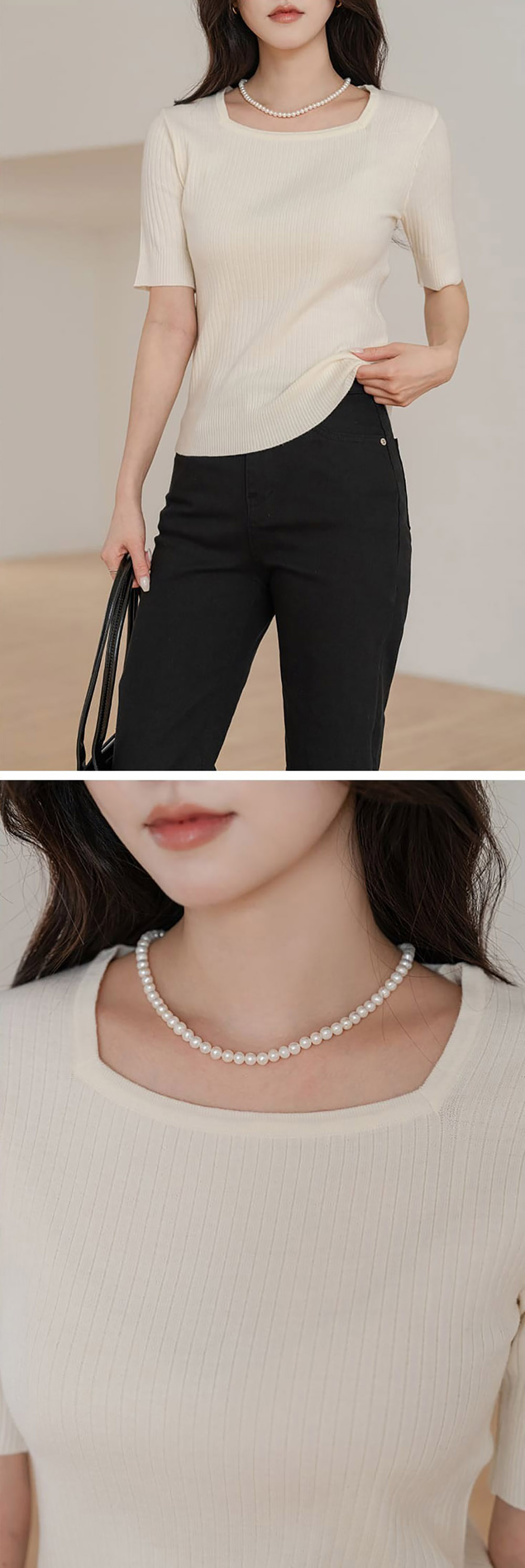 修身羅紋方領針織上衣,KOREA,357695,修身羅紋方領針織上衣,周新品優惠,NEWARRIVAL