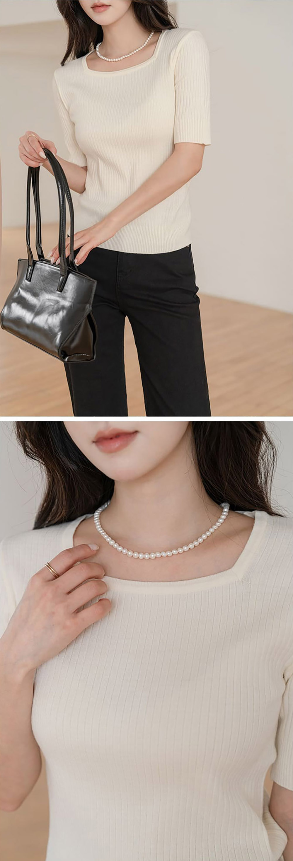 修身羅紋方領針織上衣,KOREA,357695,修身羅紋方領針織上衣,周新品優惠,NEWARRIVAL