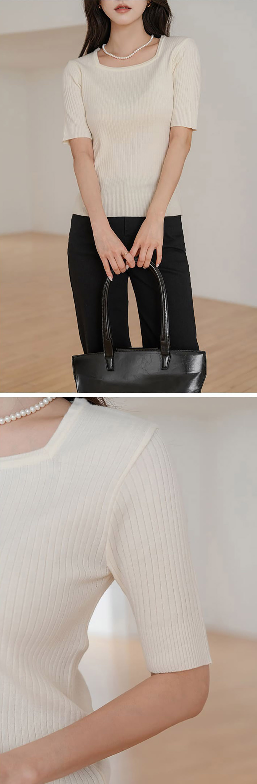 修身羅紋方領針織上衣,KOREA,357695,修身羅紋方領針織上衣,周新品優惠,NEWARRIVAL