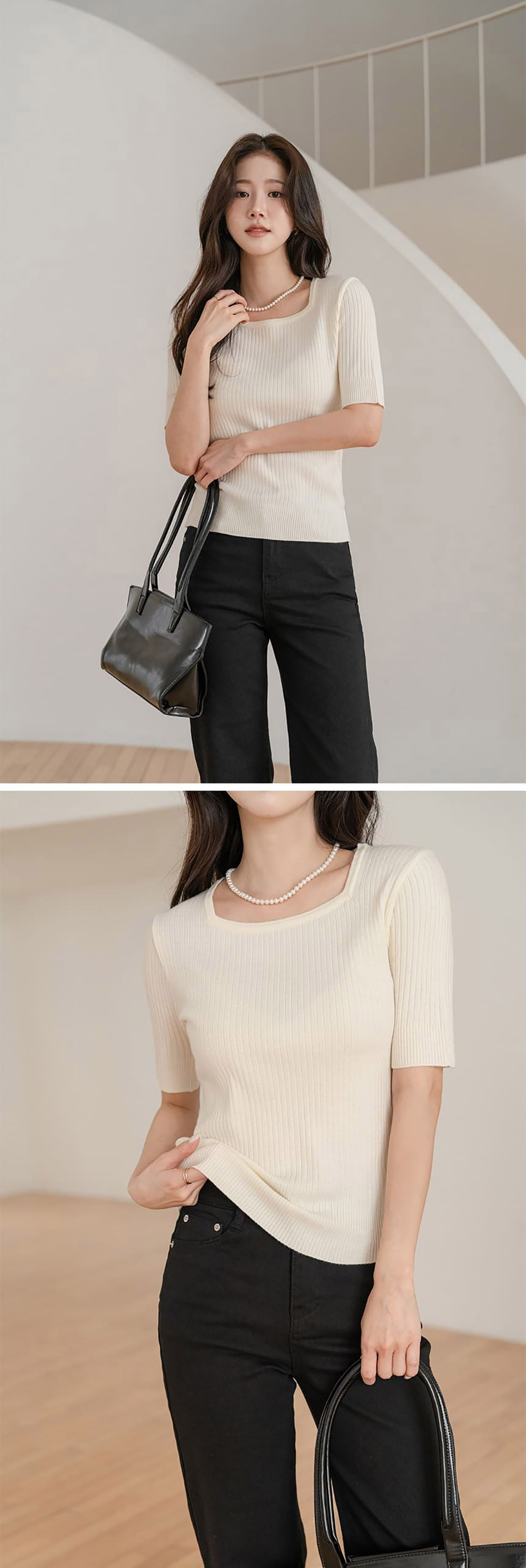 修身羅紋方領針織上衣,KOREA,357695,修身羅紋方領針織上衣,周新品優惠,NEWARRIVAL