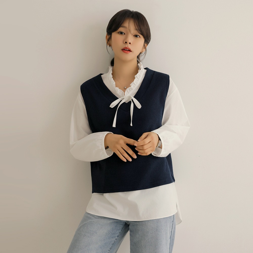 氣質甜美感兩件式上衣,KOREA,357846,氣質甜美感兩件式上衣,領500,999免運