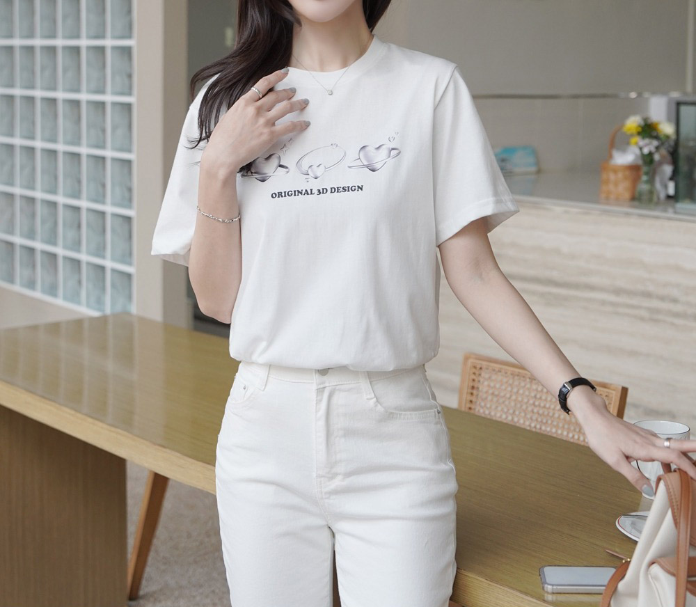 立體感愛心印花上衣,KOREA,357876,立體感愛心印花上衣,領500,999免運