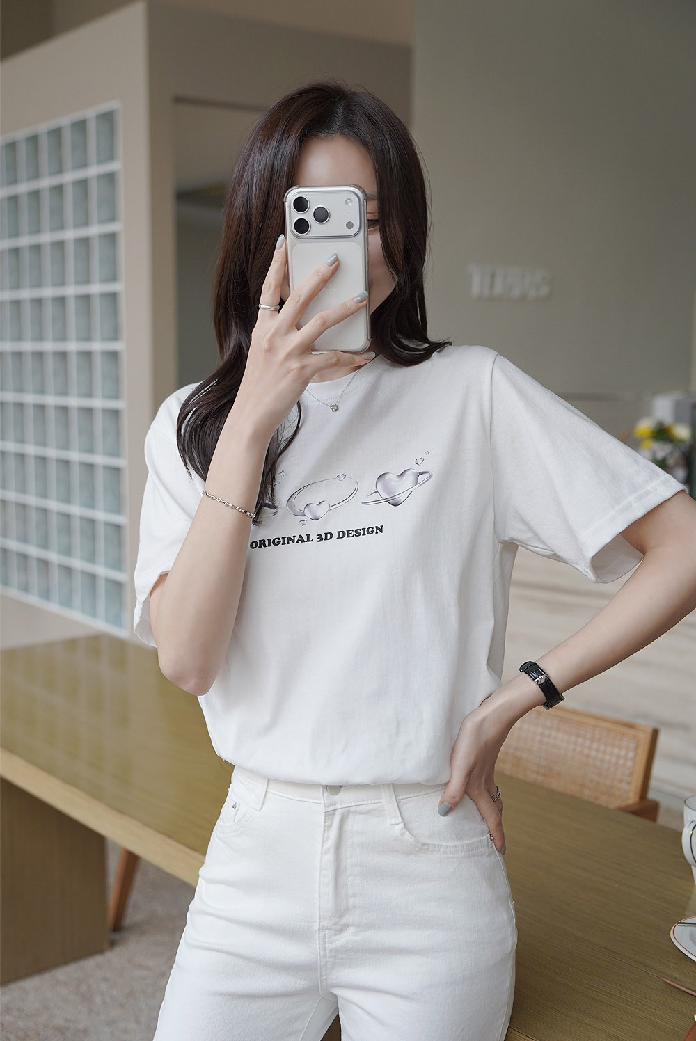 立體感愛心印花上衣,KOREA,357876,立體感愛心印花上衣,領500,999免運