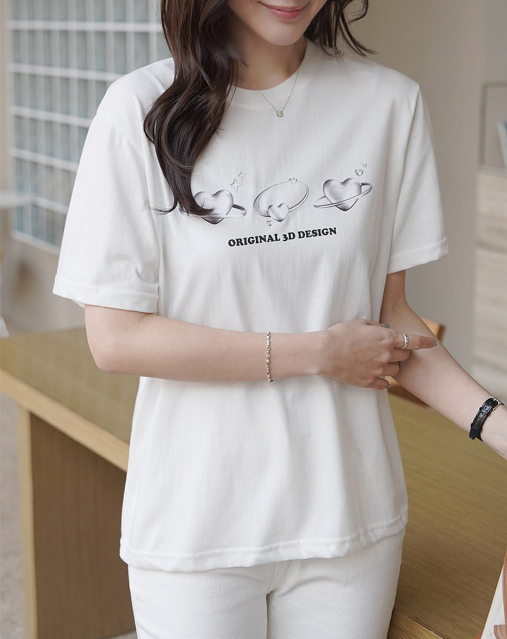 立體感愛心印花上衣,KOREA,357876,立體感愛心印花上衣,領500,999免運