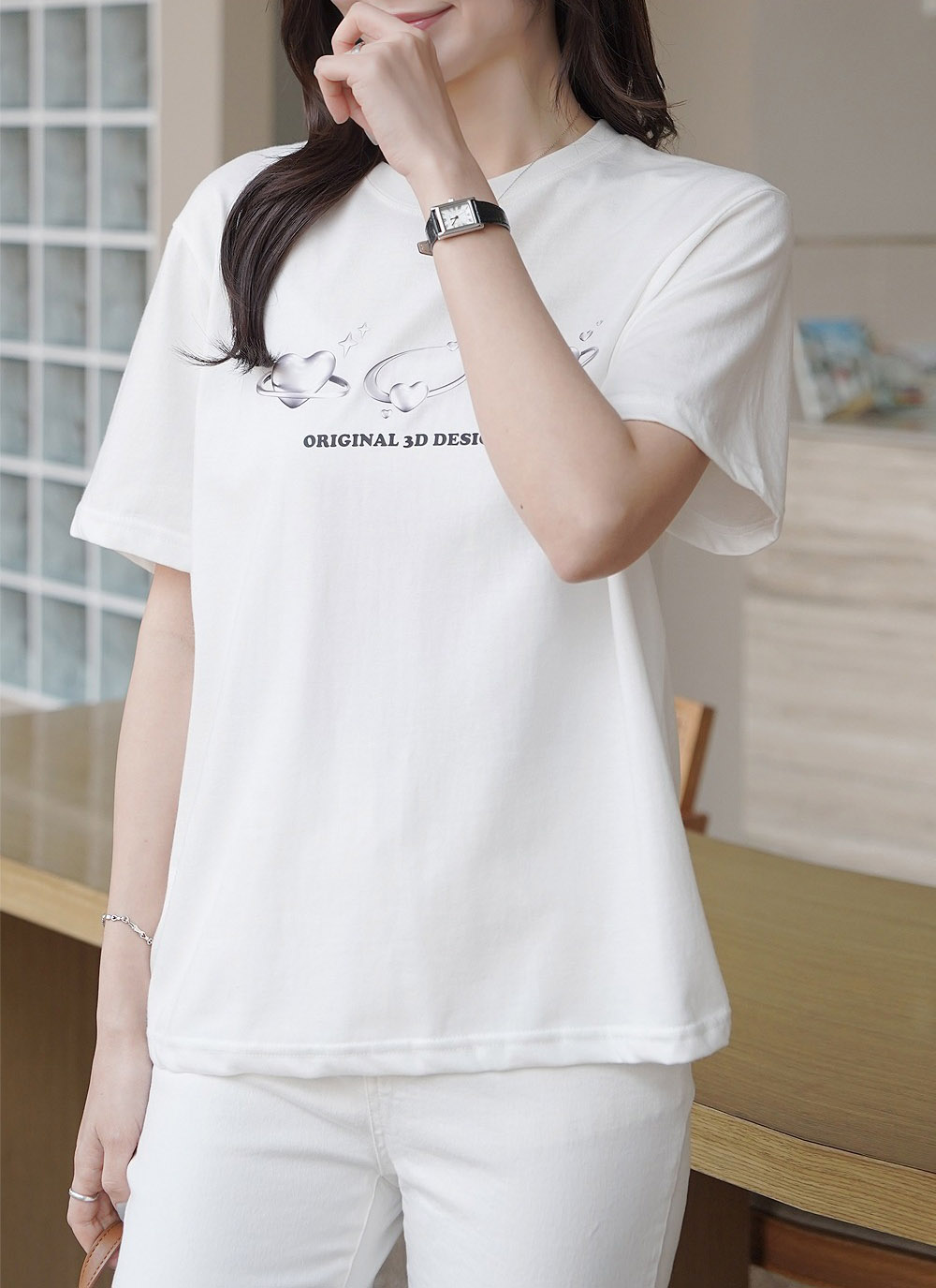 立體感愛心印花上衣,KOREA,357876,立體感愛心印花上衣,領500,999免運