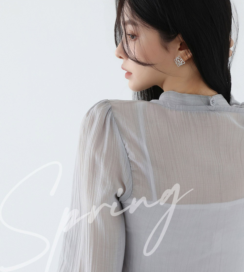 氣質輕盈微透領巾襯衫,KOREA,357962,氣質輕盈微透領巾襯衫,領500,999免運