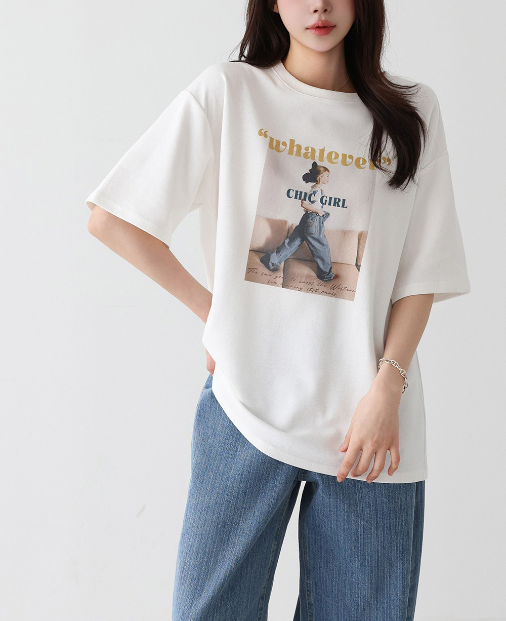 字母印花寬鬆短袖上衣,KOREA,358167,字母印花寬鬆短袖上衣,領500,999免運