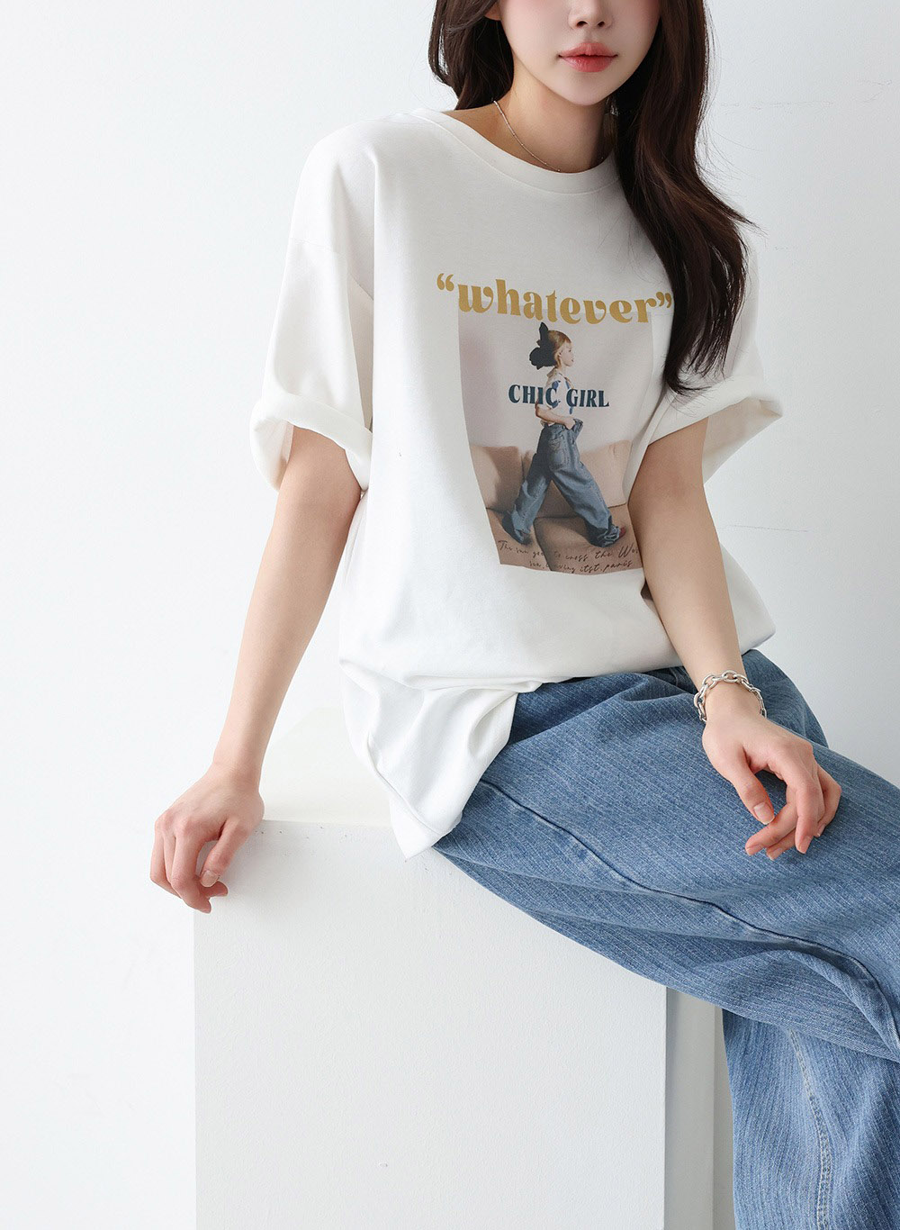 字母印花寬鬆短袖上衣,KOREA,358167,字母印花寬鬆短袖上衣,領500,999免運