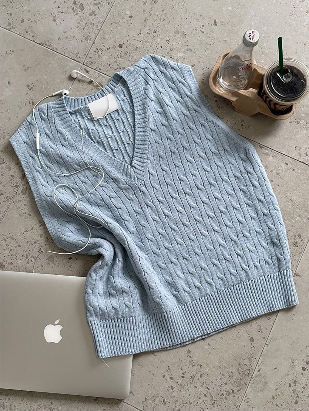 麻花針織V領背心,KOREA,358201,麻花針織V領背心,領500,999免運