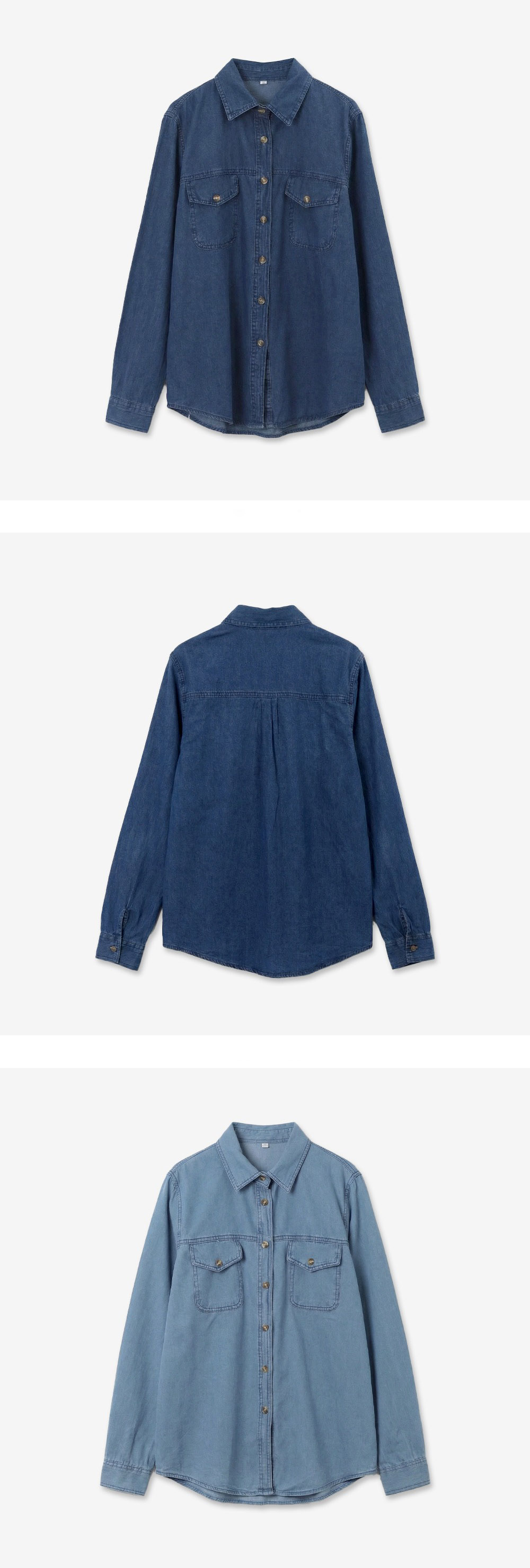 經典水洗牛仔長袖襯衫,KOREA,358680,經典水洗牛仔長袖襯衫,領500,999免運