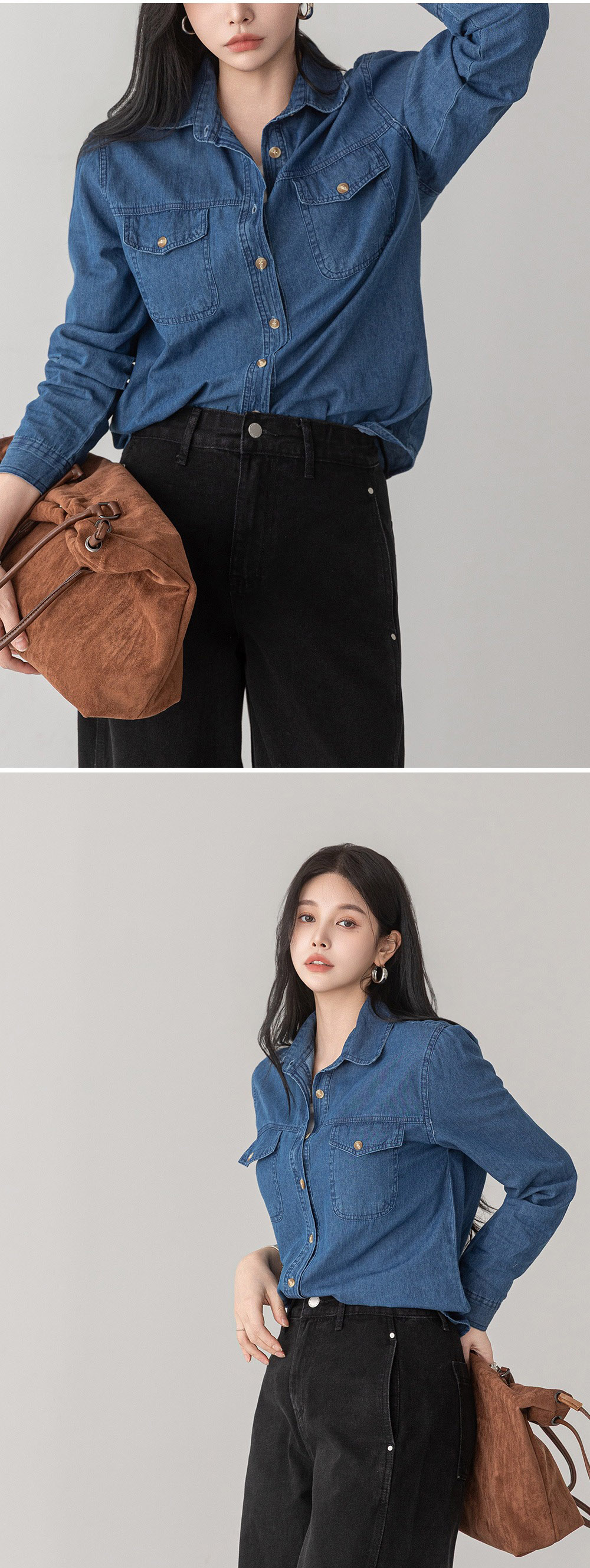 經典水洗牛仔長袖襯衫,KOREA,358680,經典水洗牛仔長袖襯衫,領500,999免運