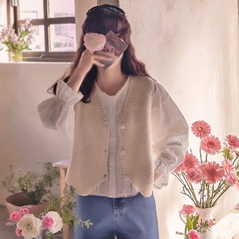 質感V領針織背心外套