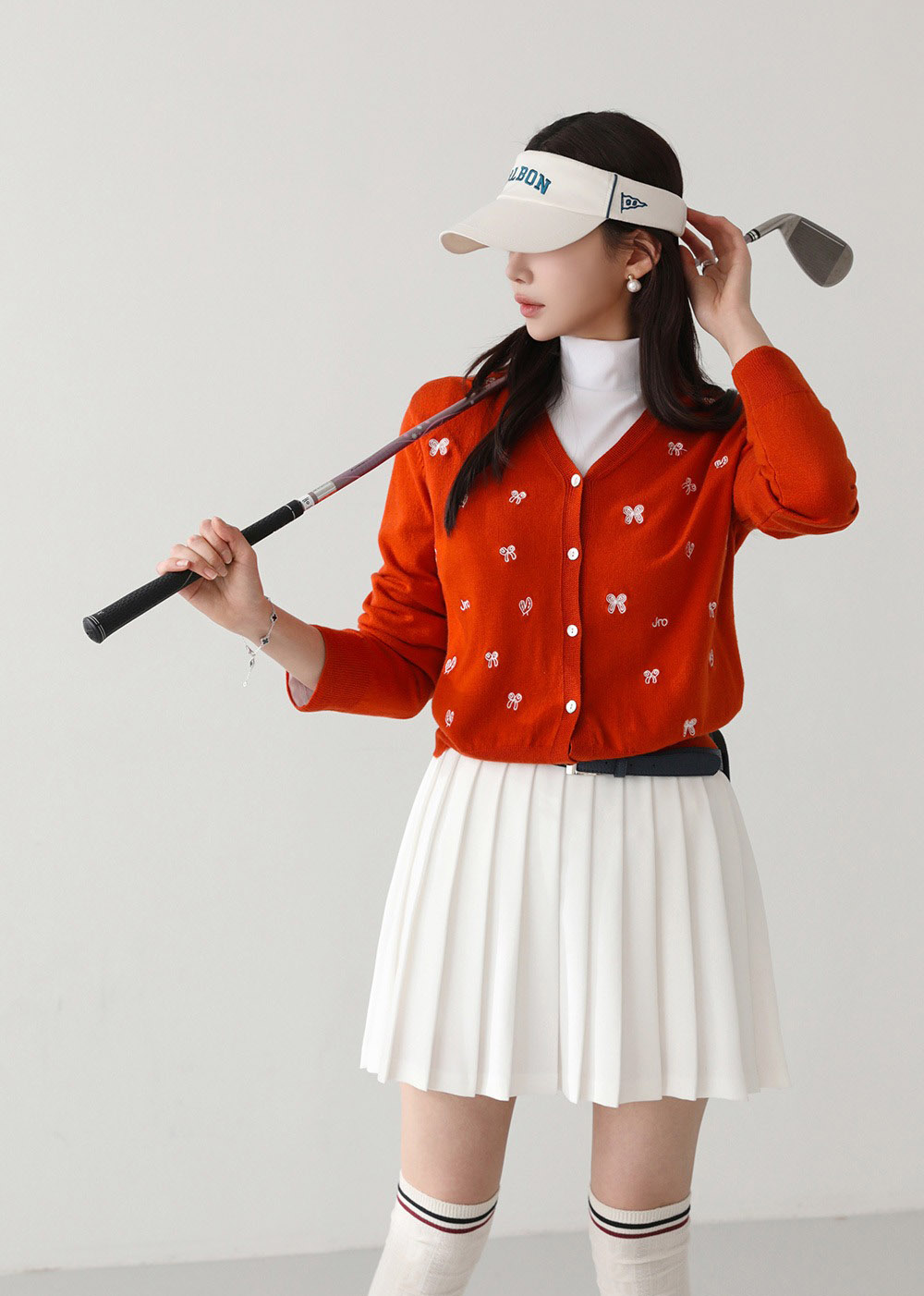 刺繡蝴蝶結針織外套,KOREA,355762,刺繡蝴蝶結針織外套,領500,999免運