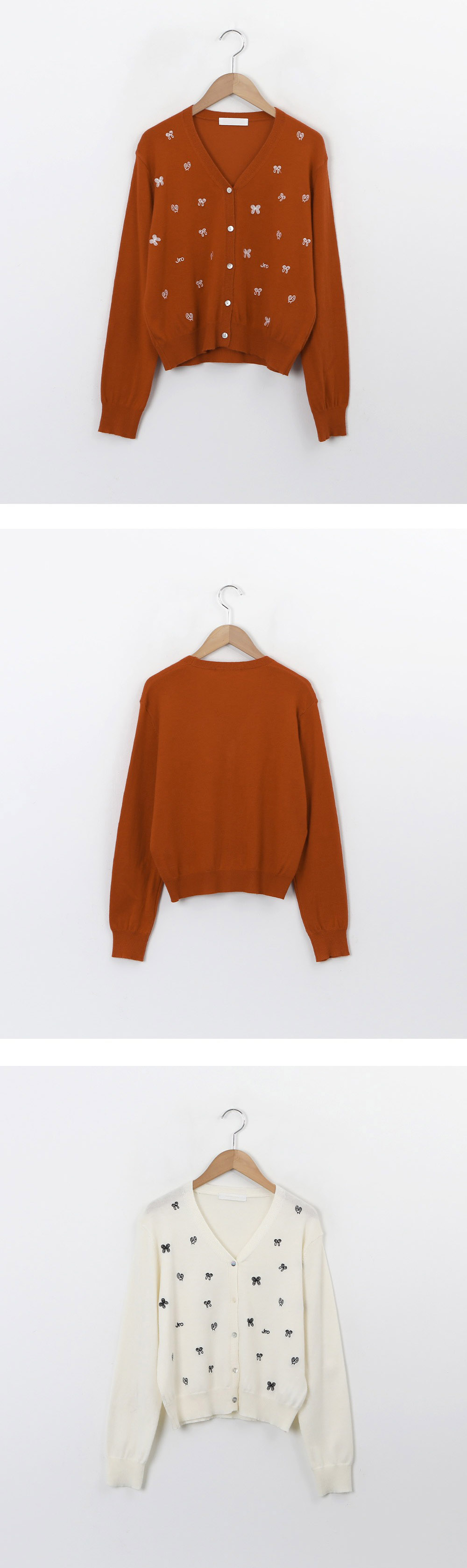 刺繡蝴蝶結針織外套,KOREA,355762,刺繡蝴蝶結針織外套,領500,999免運