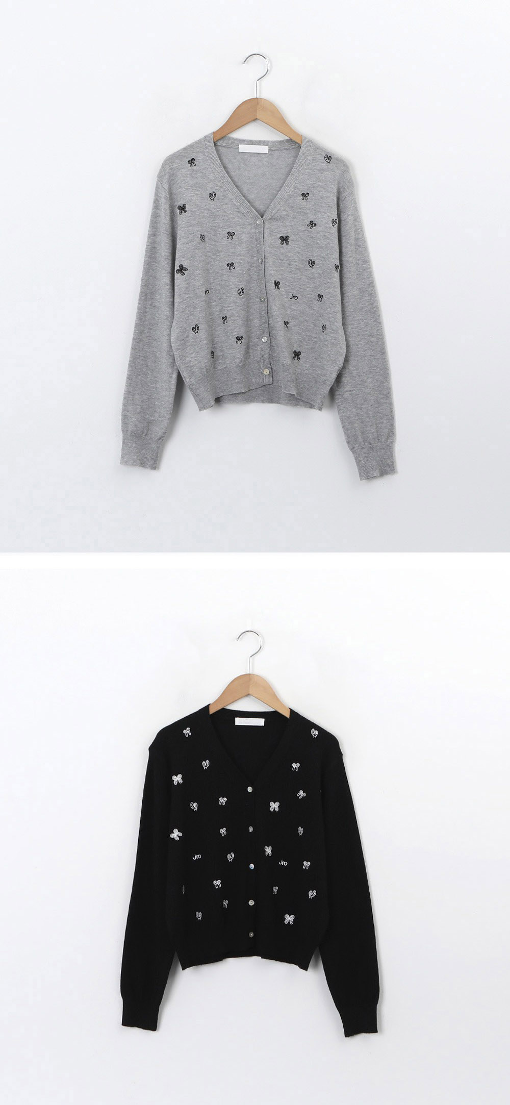 刺繡蝴蝶結針織外套,KOREA,355762,刺繡蝴蝶結針織外套,領500,999免運